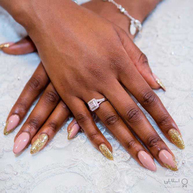 طراحی ناخن نقره‌ای و طلایی برای عروس
