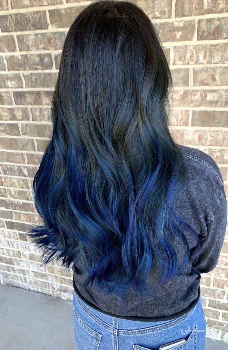 رنگ مو آمبره آبی تیره