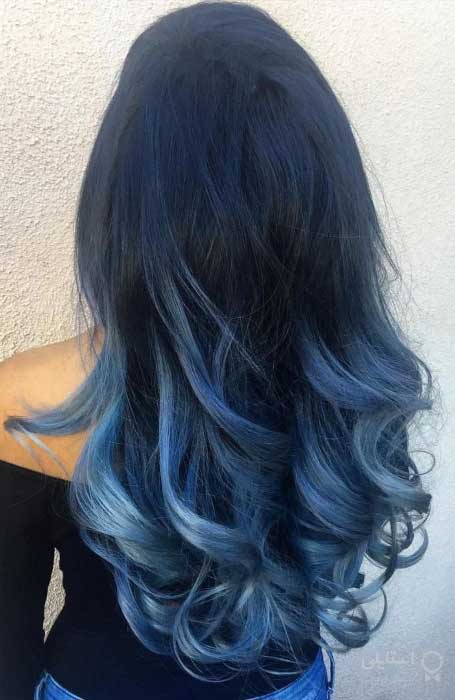 رنگ مو آمبره مشکی تا آبی
