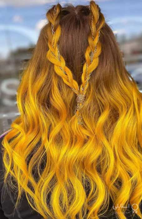 رنگ مو آمبره قهوه‌ای تا زرد