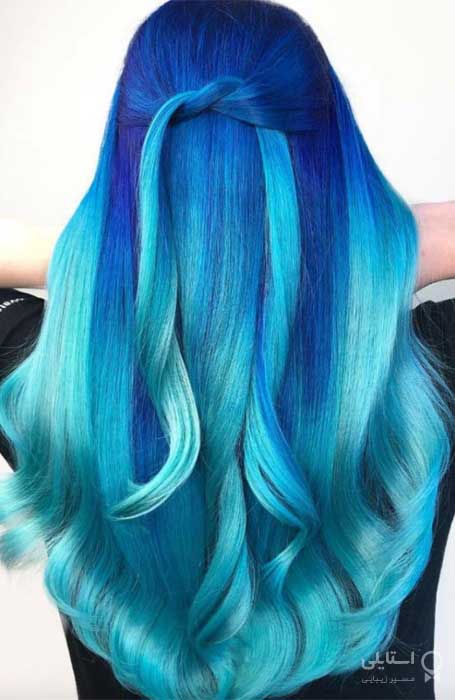 رنگ مو آمبره شعله آبی