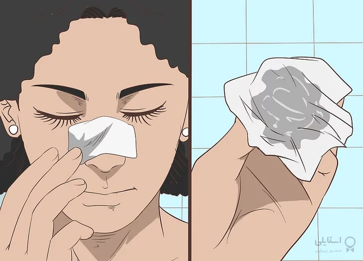 گذاشتن دستمال کاغذی روی بینی