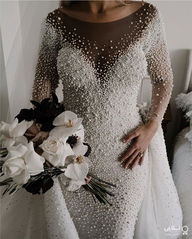  لباس عروس‌های طراحی شده با مروارید