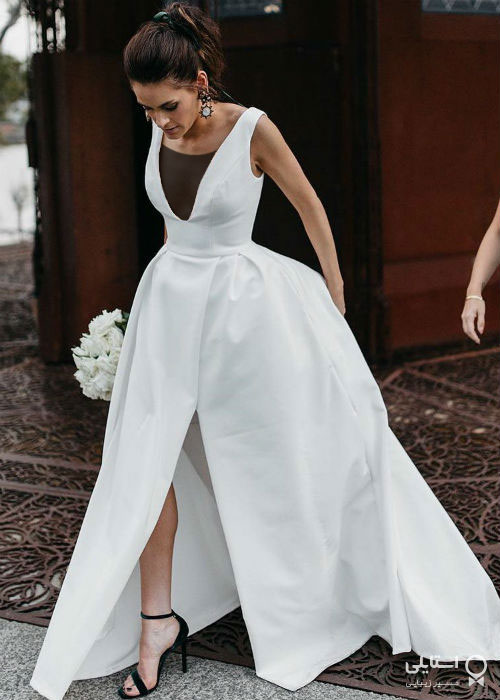 لباس عروس با چاک روی زانو