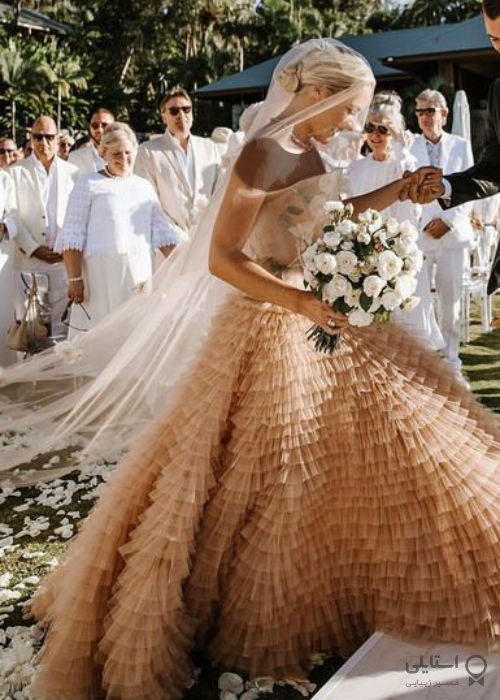 لباس عروس با رنگ کاپوچینو