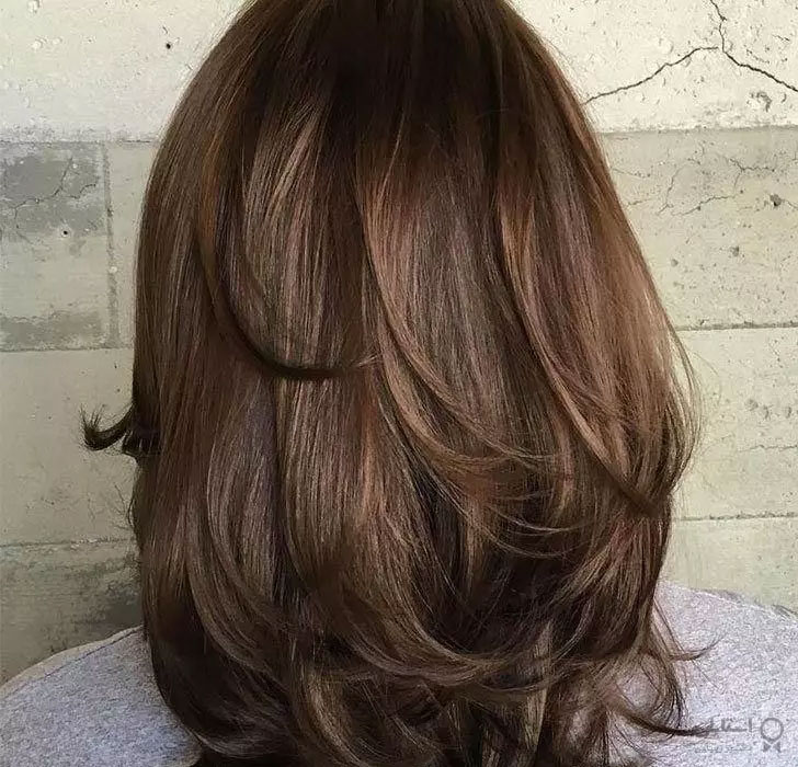 موی لایه‌ لایه به رنگ قهوه‌ای