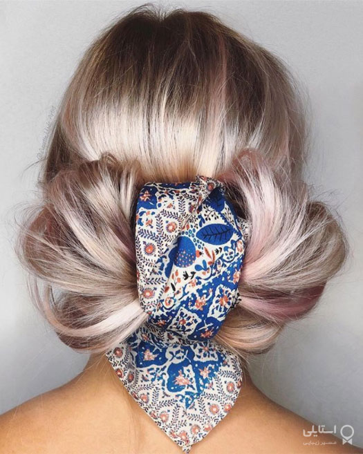 مدل موی جمع شده با دستمال سر