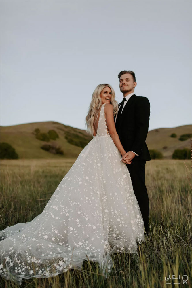 مدل لباس عروس با پارچه ستاره‌دار
