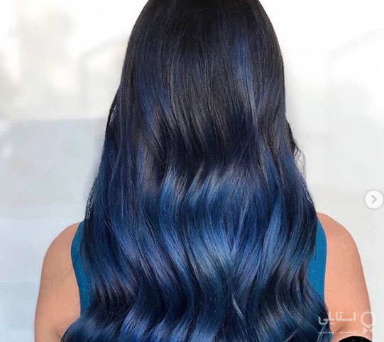 رنگ موی آبی تیره با تکنیک بالیاژ