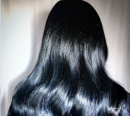 رنگ موی آبی و مشکی براق