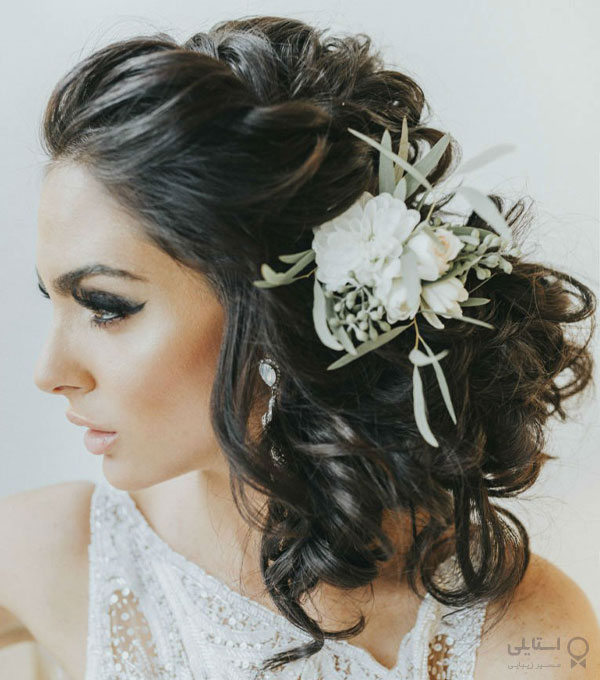 شینیون مو با گل برای عروس 