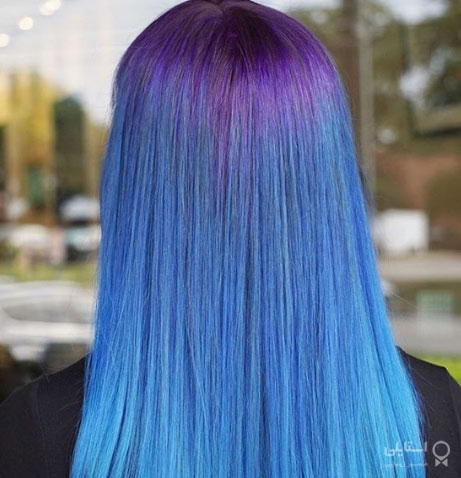 رنگ موی آبی کلاسیک با تکنیک آمبره